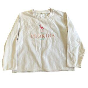 Spartina 449 Womens Sz L Florida Pullover Pearl White Flamingo